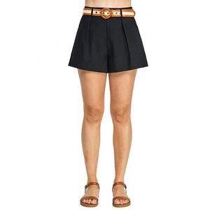 NEW MILK & HONEY christina belted high-waisted shorts in black